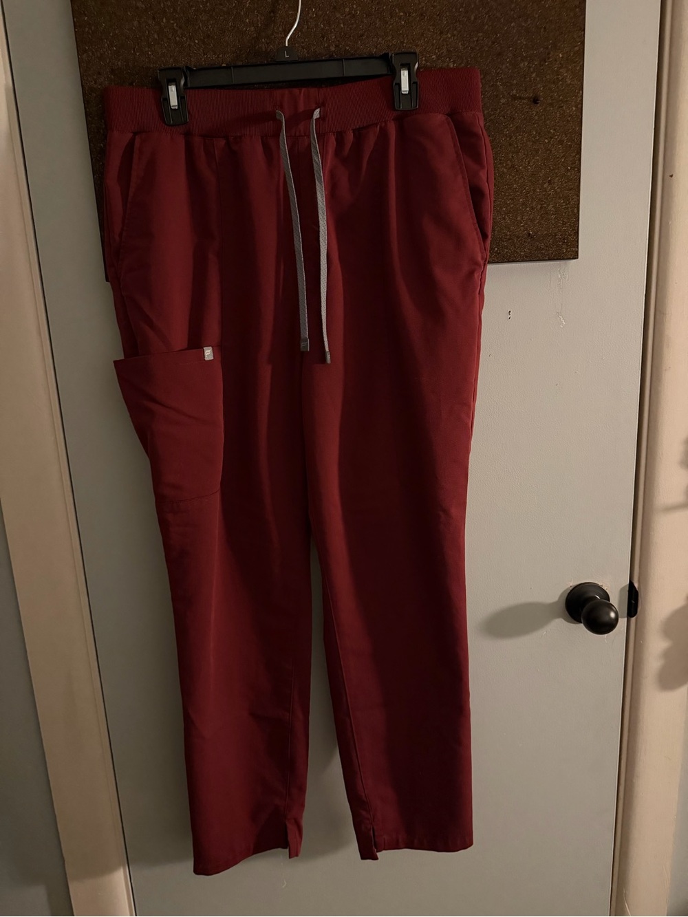 Fabletics Women's Straight Leg Drawstring Scrub Pants in Burgundy